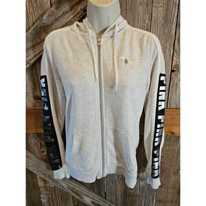Victoria's Secret PINK size XS grey color block spell out full zip y2k jacket